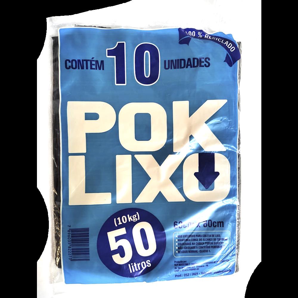 SACO LIXO 50LT 10UN POK PRETO