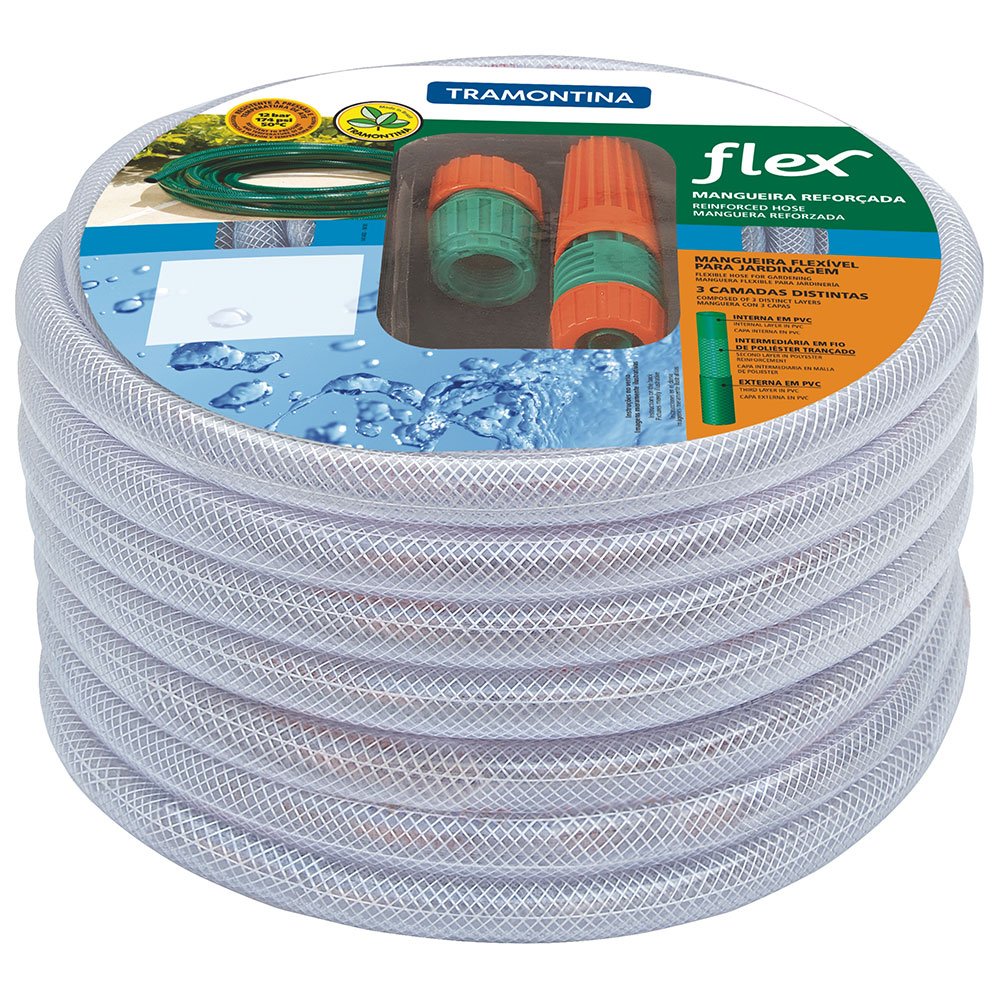 MANGUEIRA FLEX 30MT TRAMONTINA 1/2 PVC TRANSPARENTE