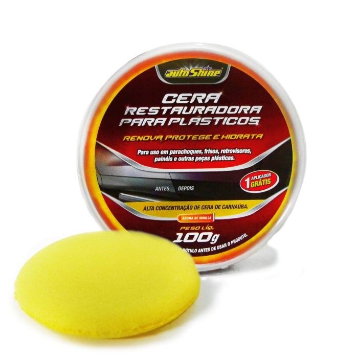 Cera de Carnaúba Restauradora para Plástico 100g com Aplicador - AUTO SHINE
