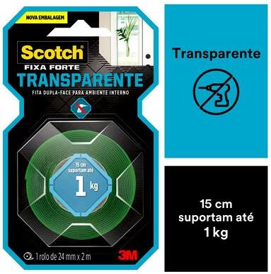 FITA FIXA FORTE 3M 24MMX2M TRANSP AMBIENTE INTERNO