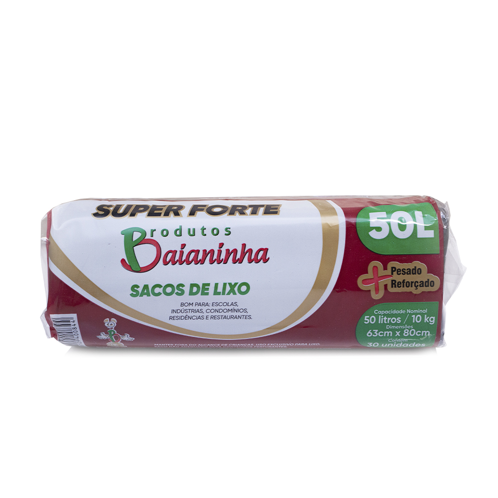SACO LIXO 50LT BAIANINHA 30UN SUPER FORTE ROLO