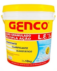 GENCOÂ® L.E. Cloro Granulado 10 Kg Múltipla Ação 3 em 1