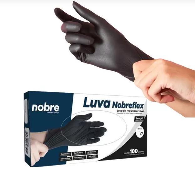LUVA DESCARTAVEL TPE G NOBRE 100UN PRETO S/PO
