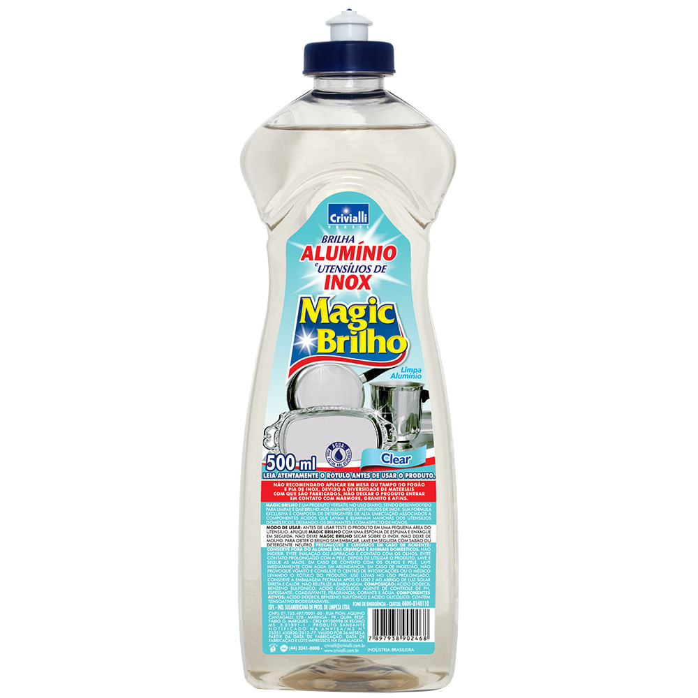 BRILHA ALUMINIO 500ML MAGIC BRILL INOX CLEAR