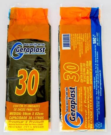 SACO LIXO 30LT 25UN GERAPLAST ROLO