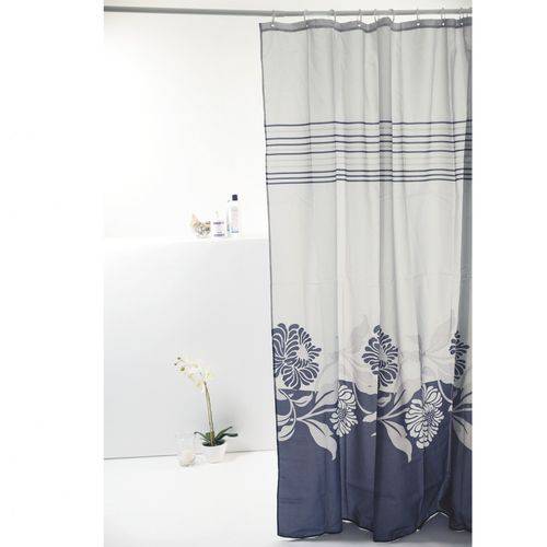 CORTINA BOX POLIESTER NATURAL 198X180CM FLOR AZUL 821501