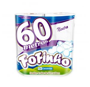 PAPEL HIGIENICO 60MT 4UN  FOFINHO F SIMPLES BRANCO